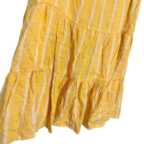 True Craft Junior’s Tiered Tie Shoulder Yellow Striped Top - Size Medium - Picture 9 of 9